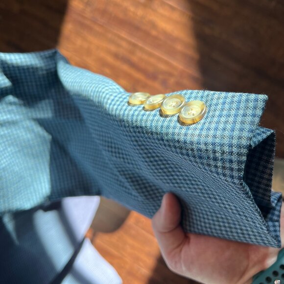 Dillards HSM Blue Checkered Sport Coat Size 42L - Picture 6 of 7